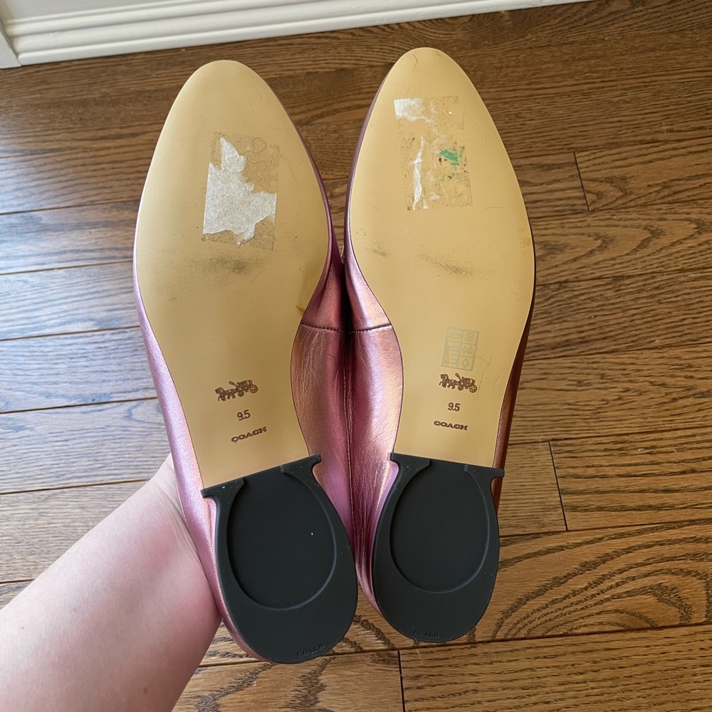 Coach Irene Metallic Pink Barbie Shearling Mule Shoes New - Picture 16 of 16